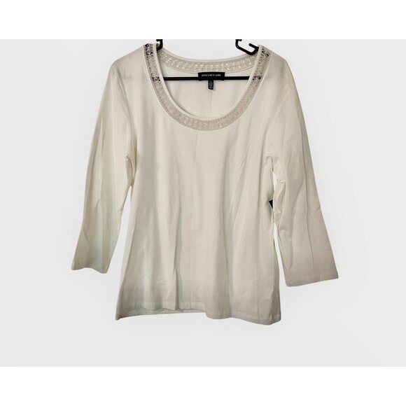Women's Top XL Stretch White Jones New York Signature Size Large NWT - Picture 1 of 6